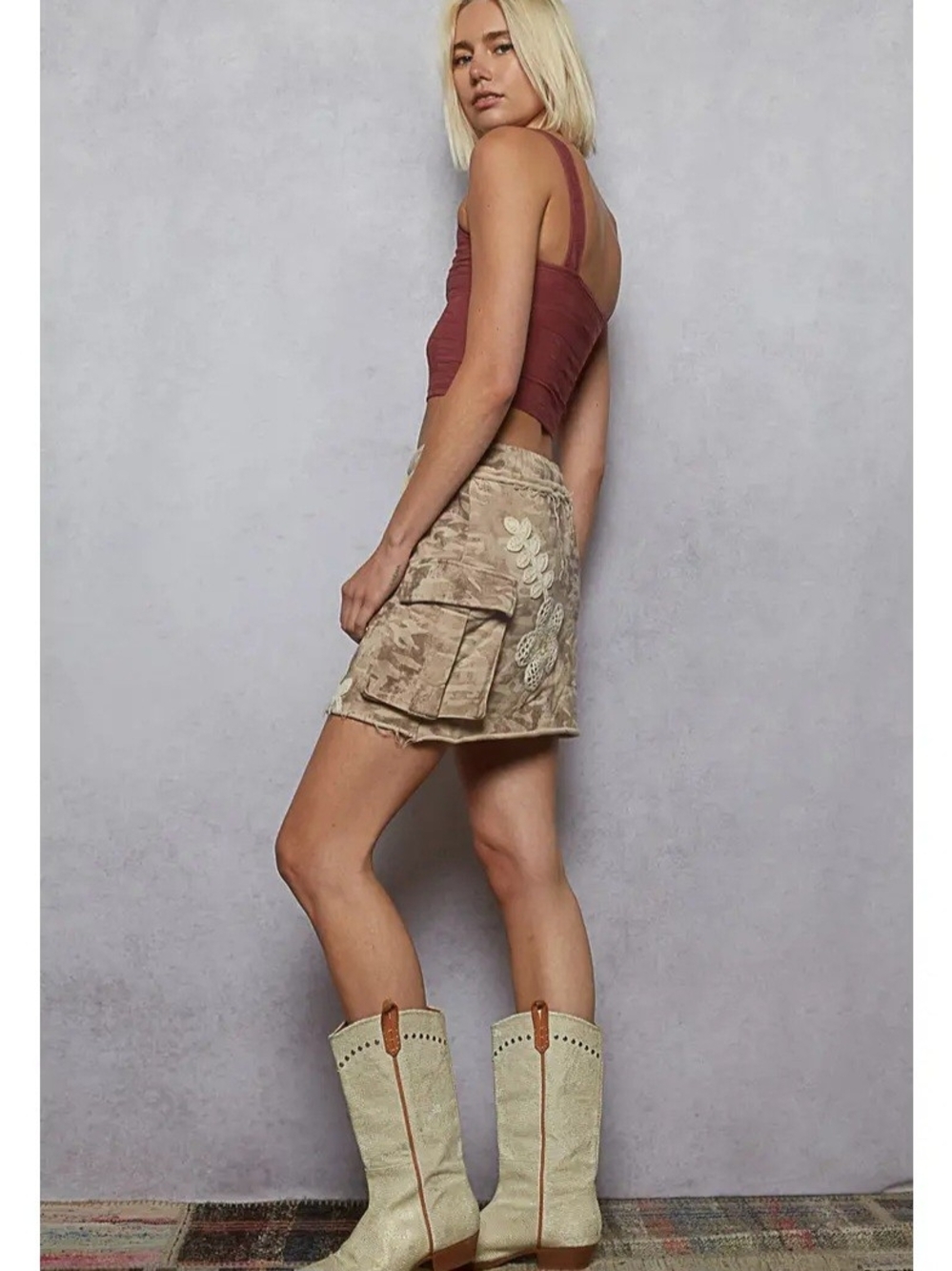 Camo Printed POL Mini Skirt - Picture 5 of 5